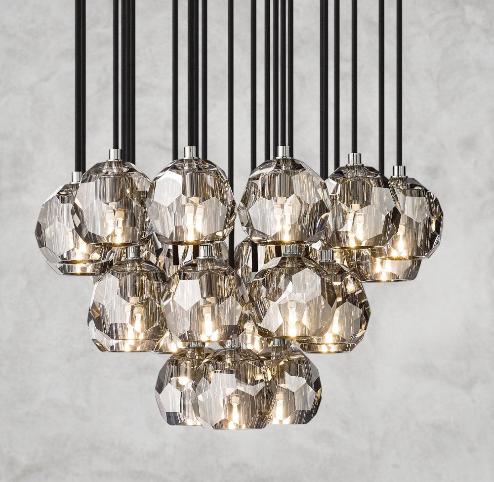 Boule De Cristal Clear/ Smoke Glass Round Cluster Chandelier 14", 19", 24", 30", 40"